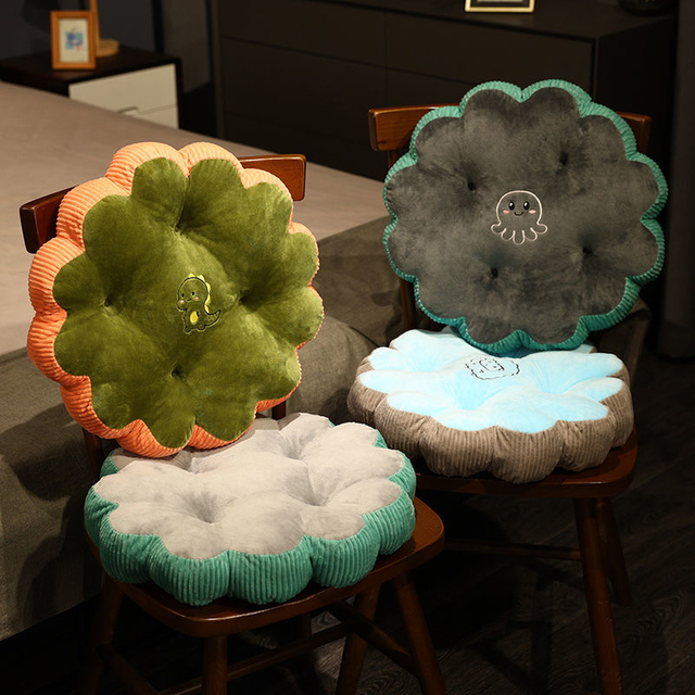 Wholesale Soft Plush Seat Cushions - Flower - Shaped with Animal Embroidery
