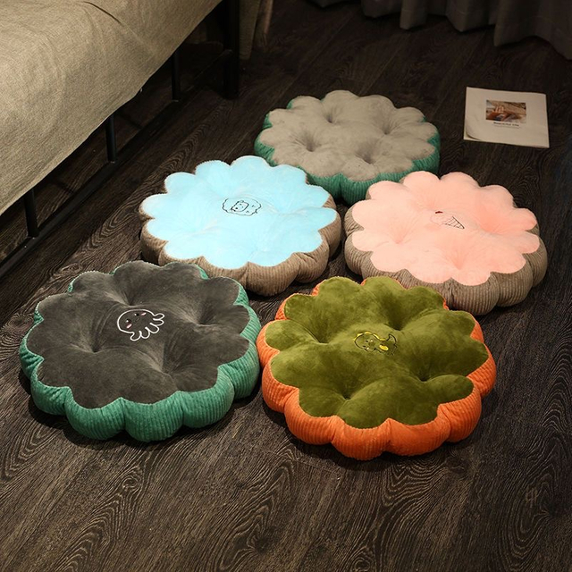 Wholesale Soft Plush Seat Cushions - Flower - Shaped with Animal Embroidery