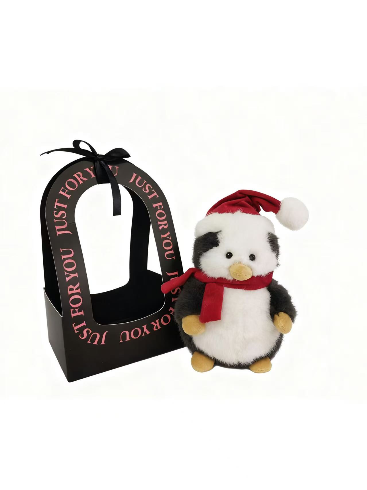 Wholesale Christmas Penguin Plush Toy with Gift Box - Santa Hat & Scarf Design