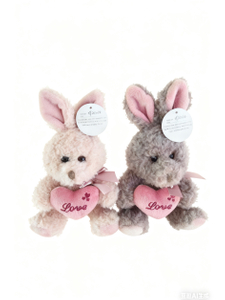 Wholesale Valentine's Day Bunny Plush Toys - Holding "Love" Heart, Assorted Colors