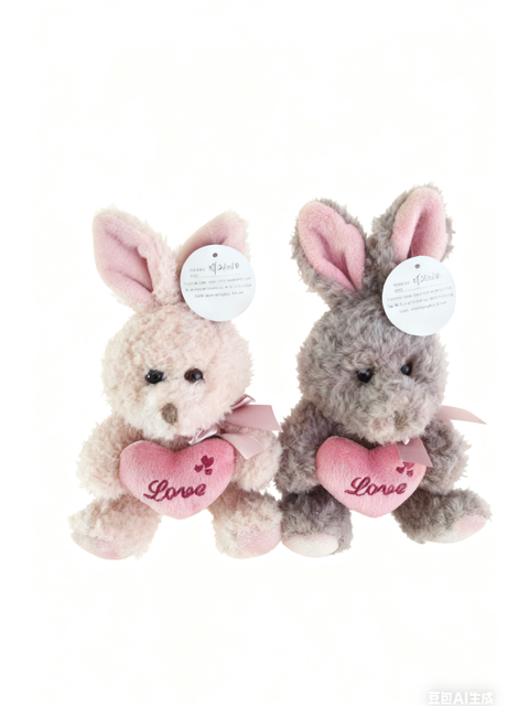 Wholesale Valentine's Day Bunny Plush Toys - Holding "Love" Heart, Assorted Colors
