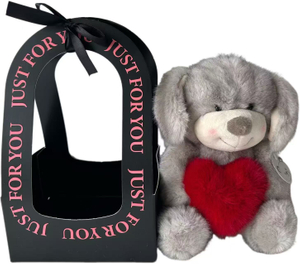 Wholesale Valentine's Day Big Grey Teddy Bear & Dog Plush - Holding Red Heart