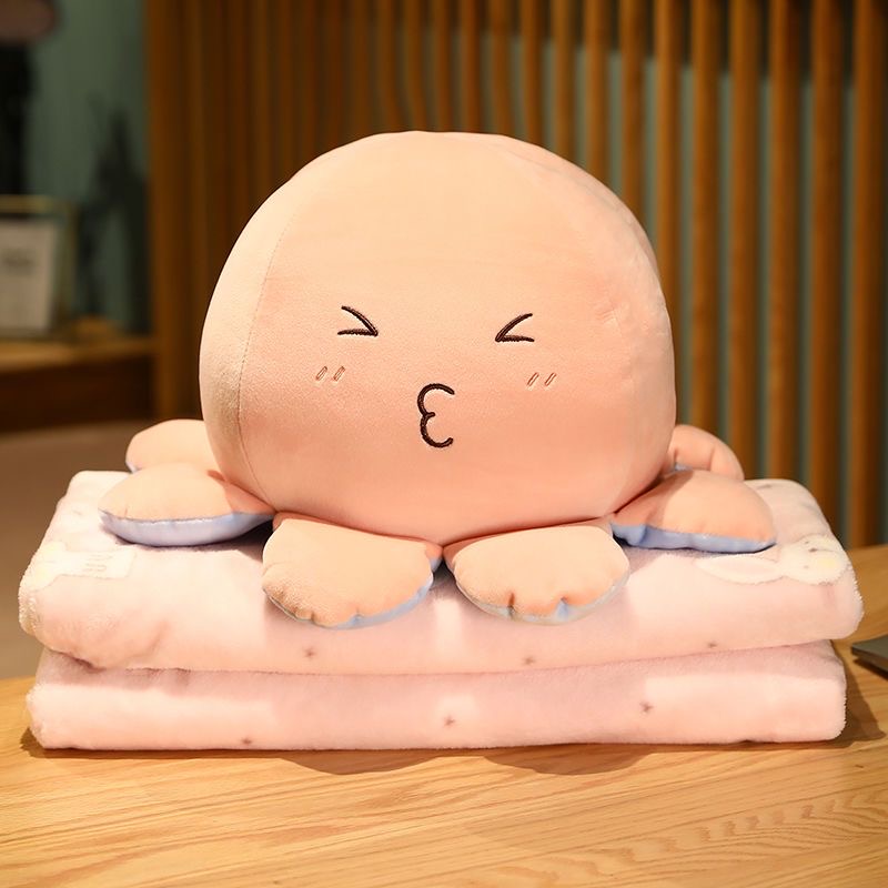 Wholesale Soft Reversible Octopus Plush Pillow - Emoji Style Designs