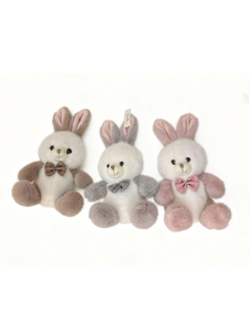 Wholesale Plush Bunny Toys - Assorted Pastel Colors & Bow Tie Design