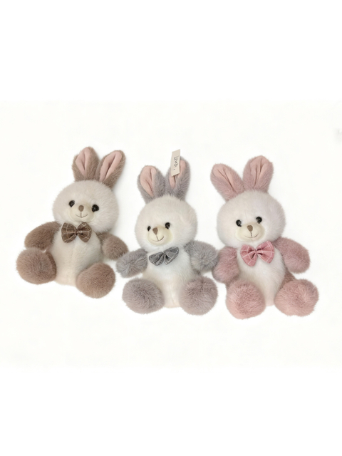 Wholesale Plush Bunny Toys - Assorted Pastel Colors & Bow Tie Design
