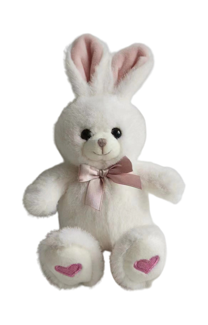 Wholesale Valentine's Day White Bunny Plush Toy - Pink Bow & Heart Details