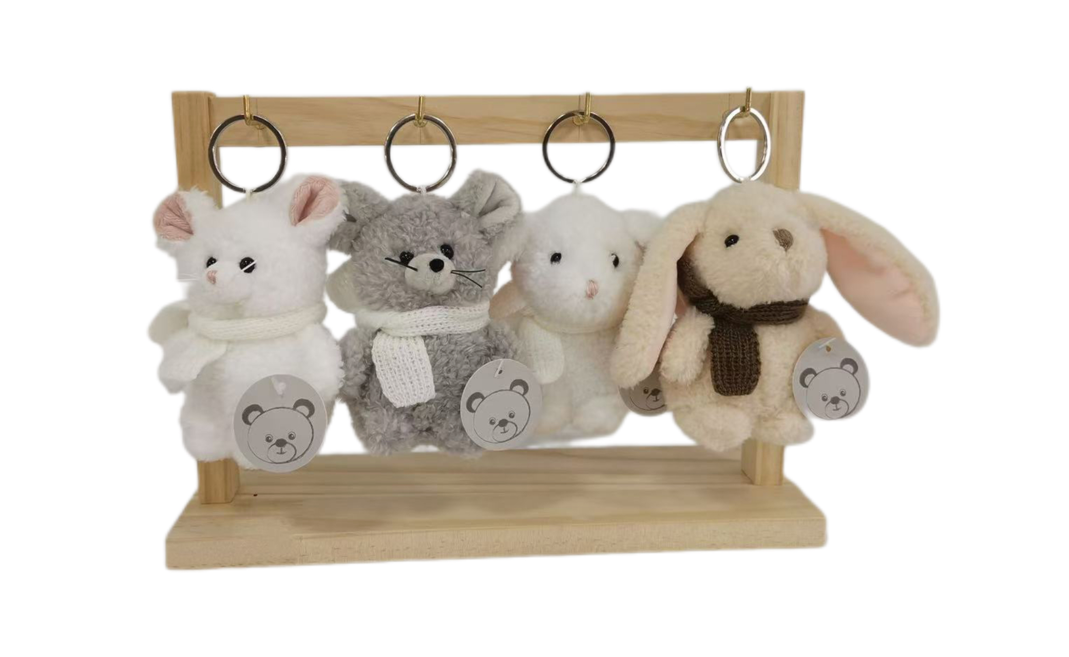 Wholesale Plush Keychains Set - Mouse And Bunny Styles with Scarves