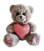 Wholesale Valentine's Day Grey Teddy Bear & Bunny Plush - Holding Sparkling Pink Heart