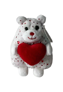 Wholesale Valentine's Day White Bear Plush Toy - Holding Pink Glitter Heart