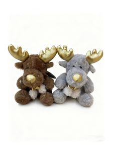 Wholesale Christmas Reindeer Plush Toys - Gold Antlers & Nose, Assorted Colors