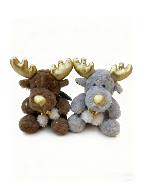 Wholesale Christmas Reindeer Plush Toys - Gold Antlers & Nose, Assorted Colors