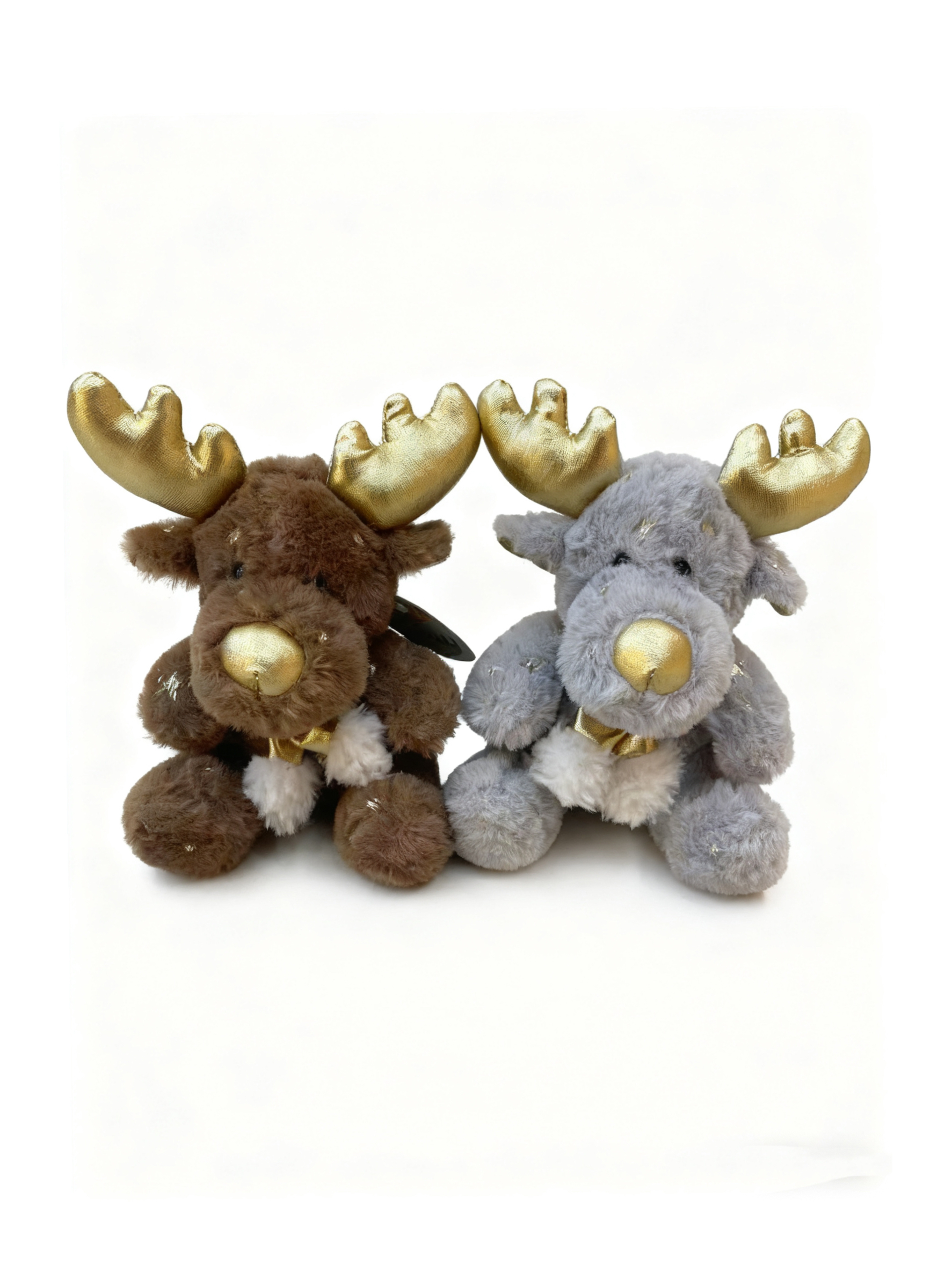 Wholesale Christmas Reindeer Plush Toys - Gold Antlers & Nose, Assorted Colors