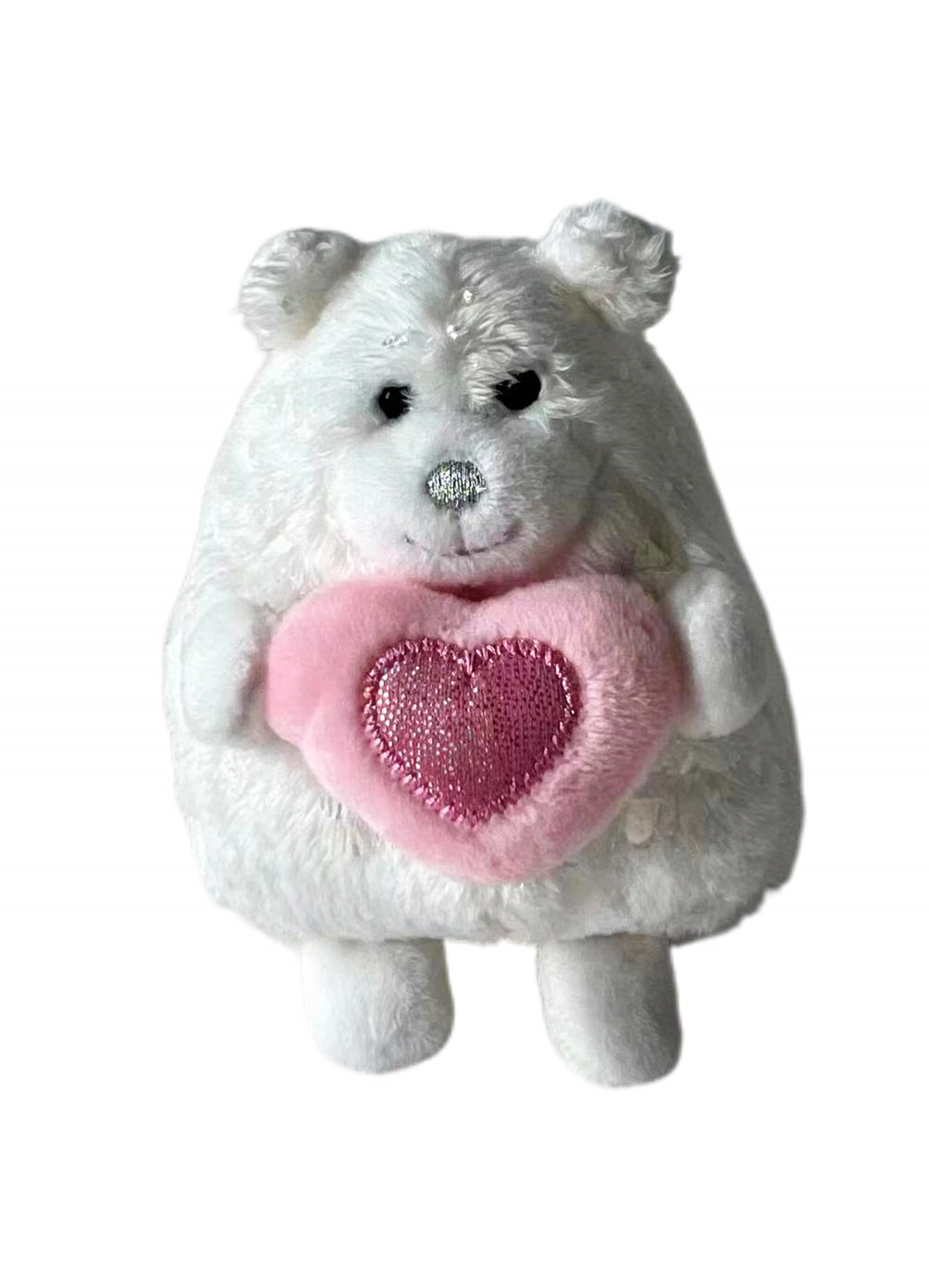 Wholesale Valentine's Day White Bear Plush Toy - Holding Pink Glitter Heart