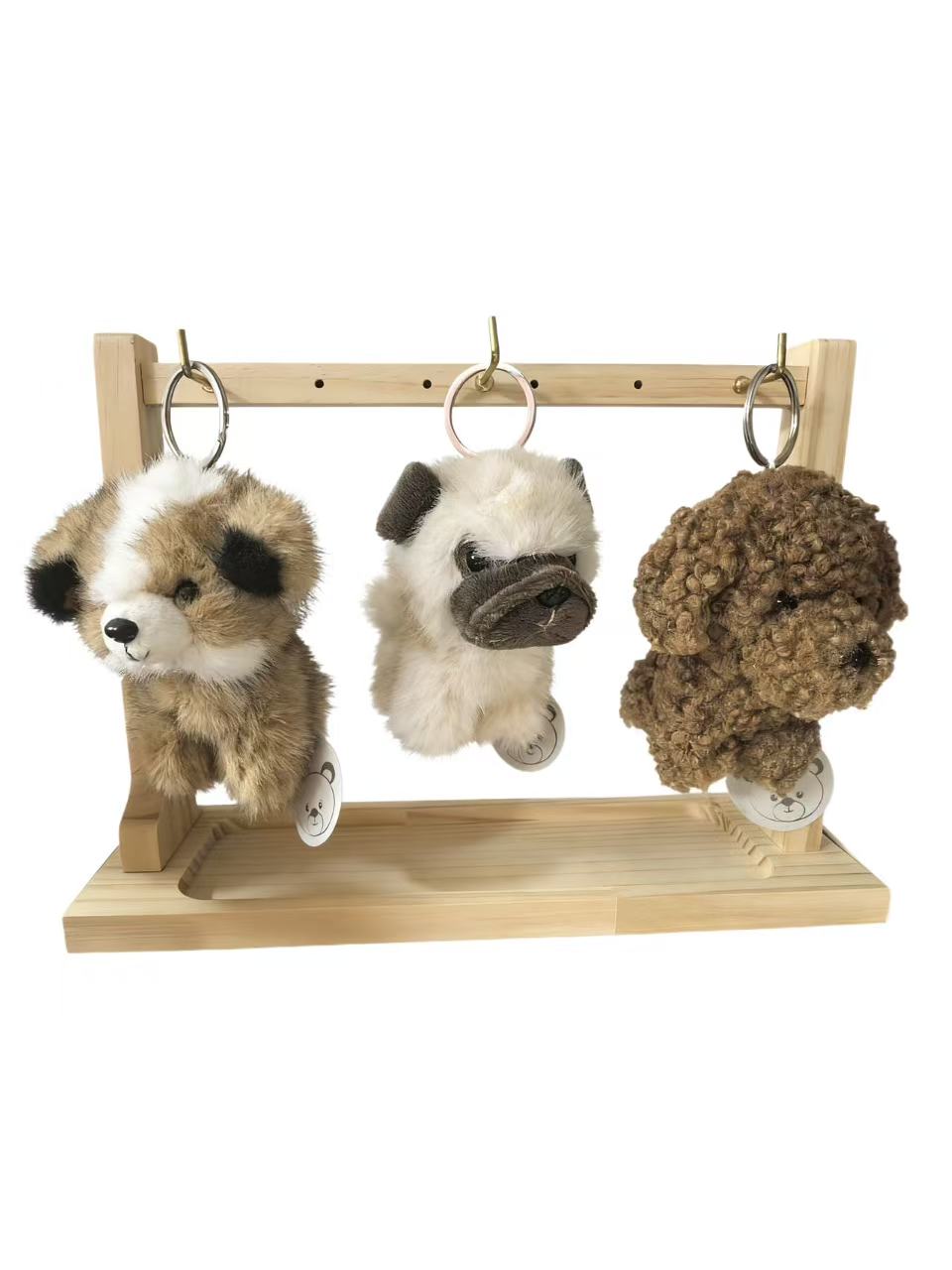 Wholesale Plush Dog Keychains - Assorted Breeds (Teddy, Pug, Poodle)