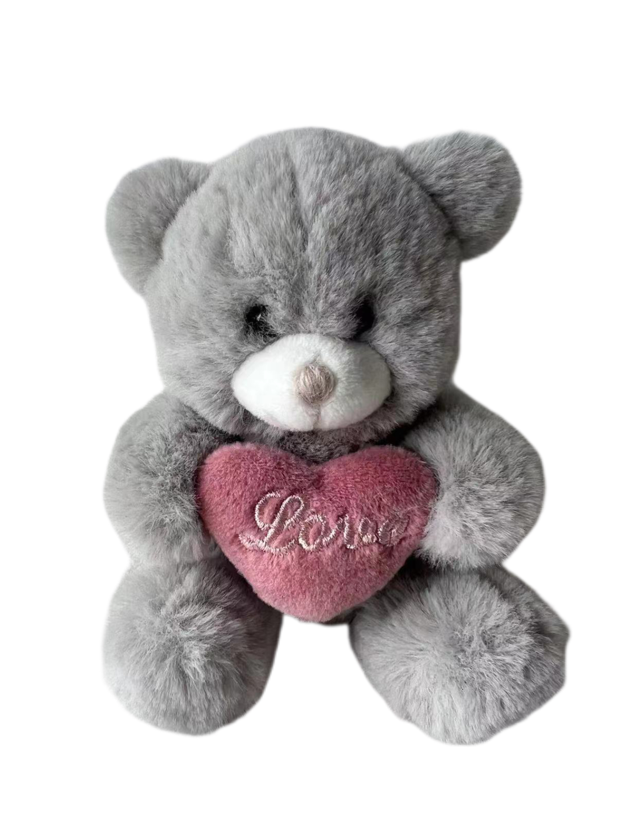 Wholesale Valentine's Day Grey Teddy Bear Plush - Holding "Loved" Pink Heart