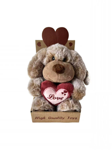Wholesale Valentine's Day Plush Dog Toy - Holding "Love" Heart in Gift Box