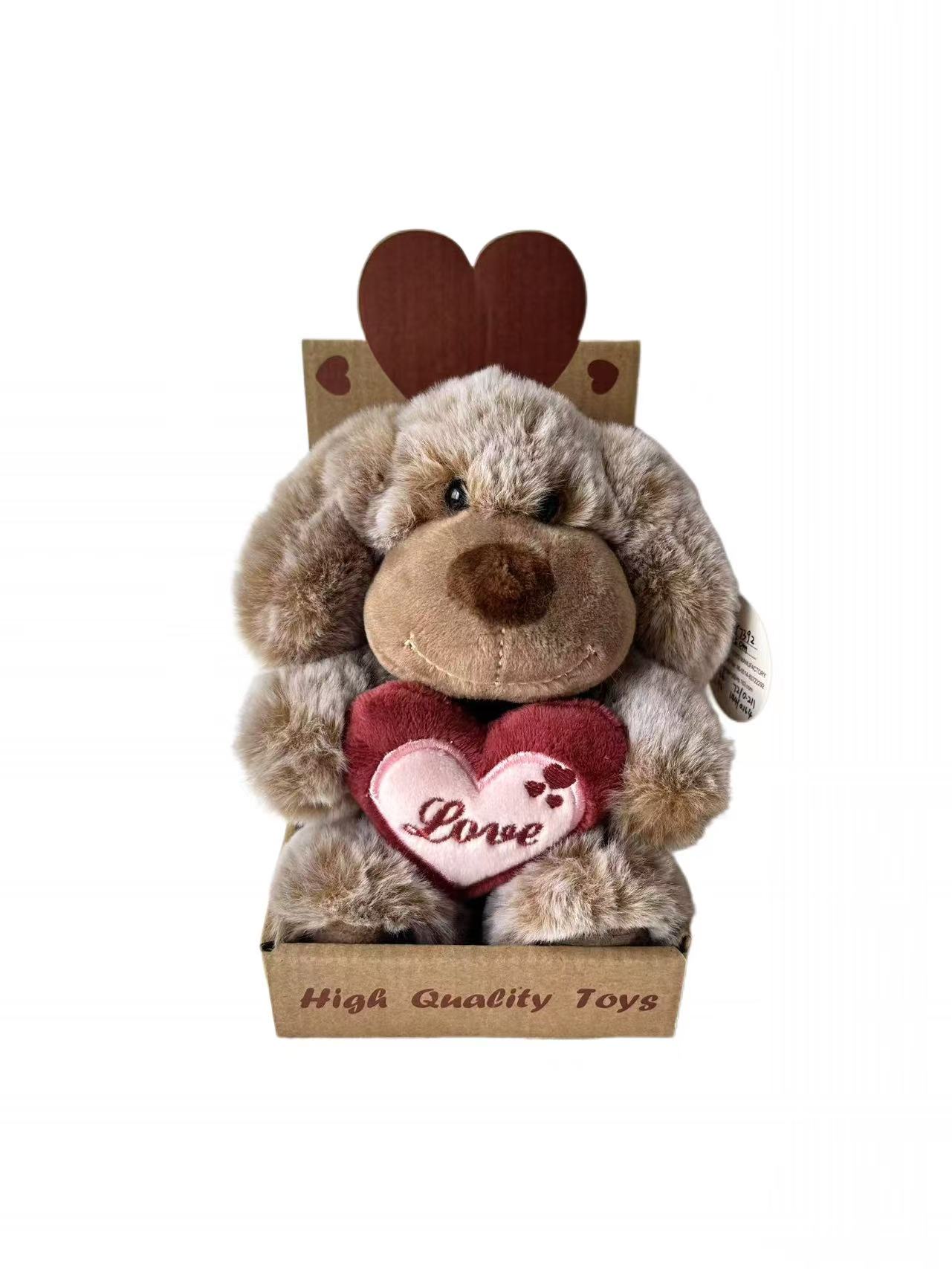 Wholesale Valentine's Day Plush Dog Toy - Holding "Love" Heart in Gift Box